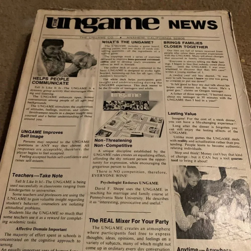 Ungame 1975 Vintage Christian Version Board Game